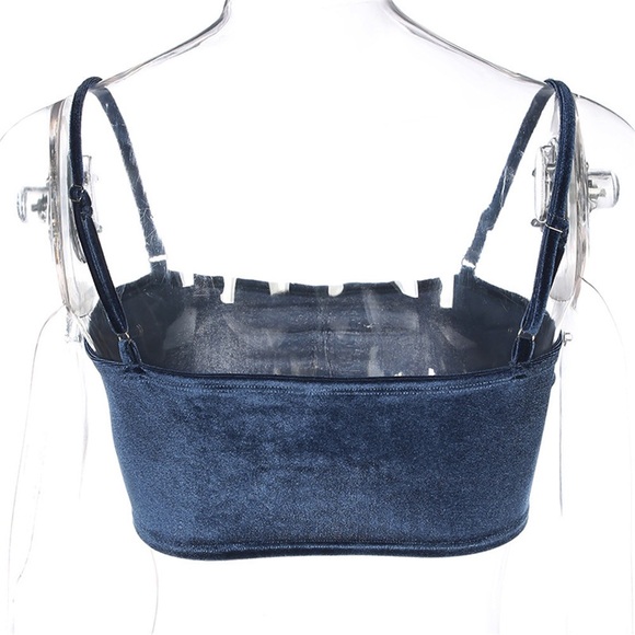 Blue Velvet Crop Tank Top - Picture 7 of 7